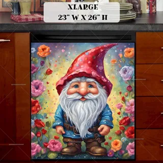 Preview of Cute Valentine’s Gnome with Flowers magnet in Extra Large size.