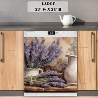 Preview of Farmhouse Table with Lavenders magnet in Large size.