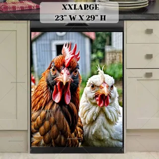 Preview of Grumpy Rooster and Chicken magnet in XX Large size.