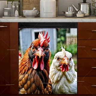 Preview of Grumpy Rooster and Chicken magnet.