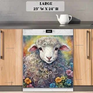 Preview of Whimsical Farmhouse Lamb magnet in Large size.