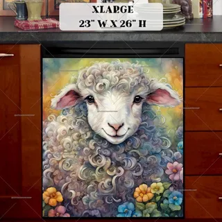 Preview of Whimsical Farmhouse Lamb magnet in Extra Large size.