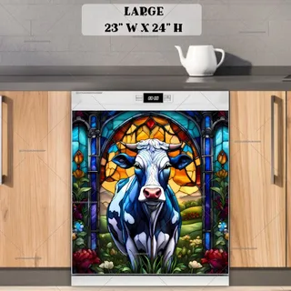 Preview of Stained Glass Pretty Cow magnet in Large size.