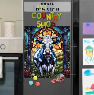 Preview of Stained Glass Pretty Cow magnet in Small size.