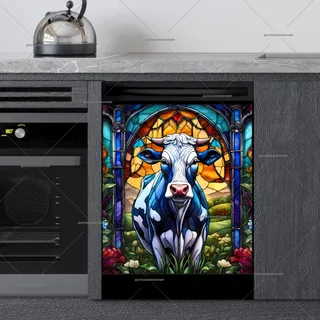 Preview of Stained Glass Pretty Cow magnet.