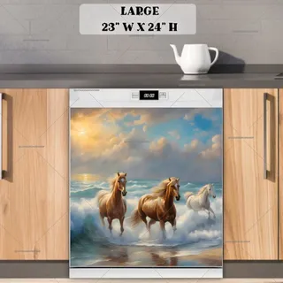 Preview of Horses Running through the Waves magnet in Large size.