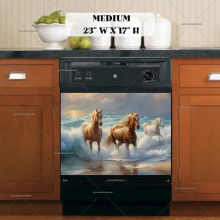 Preview of Horses Running through the Waves magnet in Medium size.