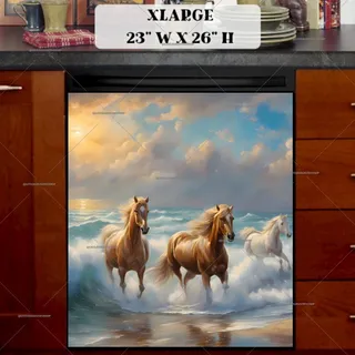 Preview of Horses Running through the Waves magnet in Extra Large size.