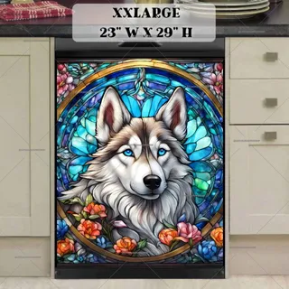 Preview of Stained Glass Pretty Husky magnet in XX Large size.