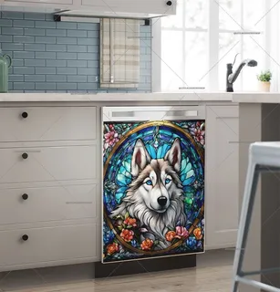 Preview of Stained Glass Pretty Husky magnet.