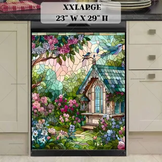 Preview of Stained Glass Spring Cottage magnet in XX Large size.