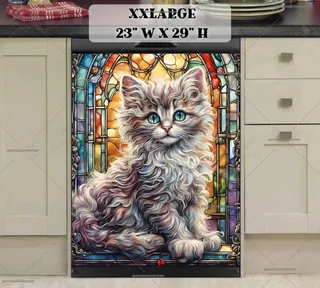 Preview of Stained Glass Pretty Kitten magnet in XX Large size.