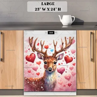 Preview of Valentine’s Day Deer with Hearts magnet in Large size.