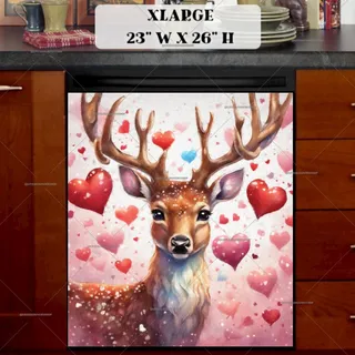 Preview of Valentine’s Day Deer with Hearts magnet in Extra Large size.