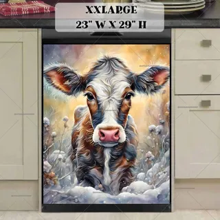 Preview of Beautiful Winter Cow on the Field magnet in XX Large size.