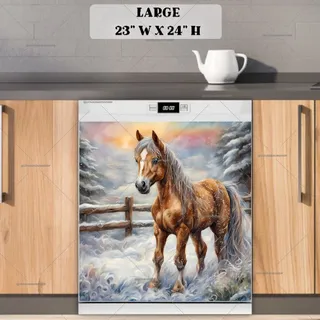 Preview of Beautiful Winter Baby Horse magnet in Large size.