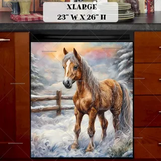 Preview of Beautiful Winter Baby Horse magnet in Extra Large size.