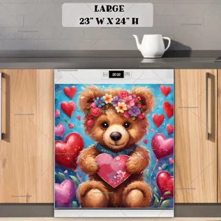 Preview of Teddy Bear Girl with Hearts magnet in Large size.