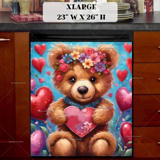 Preview of Teddy Bear Girl with Hearts magnet in Extra Large size.