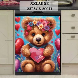 Preview of Teddy Bear Girl with Hearts magnet in XX Large size.