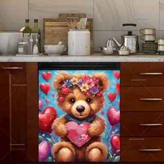 Preview of Teddy Bear Girl with Hearts magnet.