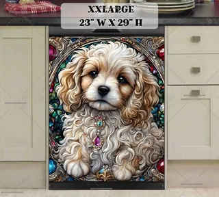 Preview of Stained Glass Pretty Puppy magnet in XX Large size.