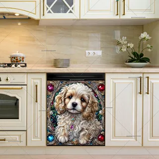 Preview of Stained Glass Pretty Puppy magnet.