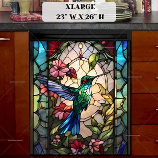 Preview of Stained Glass Summer Hummingbird magnet in Extra Large size.