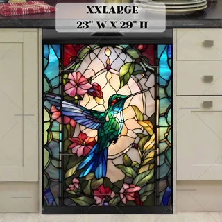 Preview of Stained Glass Summer Hummingbird magnet in XX Large size.