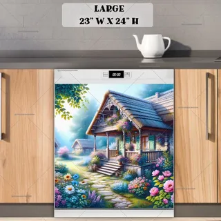 Preview of Cute Springtime Cottages magnet in Large size.