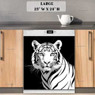 Preview of Black and White Tiger Portrait magnet in Large size.