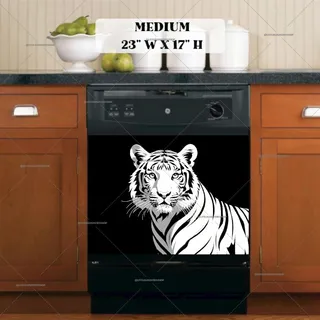 Preview of Black and White Tiger Portrait magnet in Medium size.