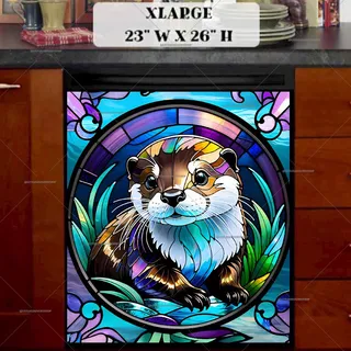 Preview of Stained Glass Otter Design magnet in Extra Large size.