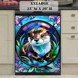 Preview of Stained Glass Otter Design magnet in XX Large size.