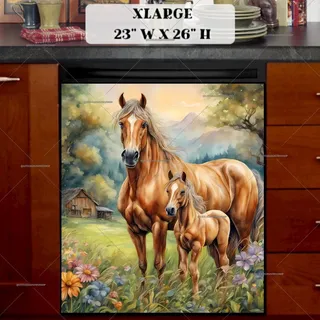 Preview of Mom and Baby Horse at the Farmhouse magnet in Extra Large size.