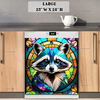 Preview of Stained Glass Raccoon magnet in Large size.