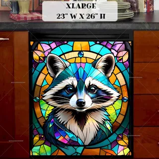 Preview of Stained Glass Raccoon magnet in Extra Large size.