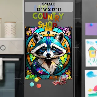 Preview of Stained Glass Raccoon magnet in Small size.