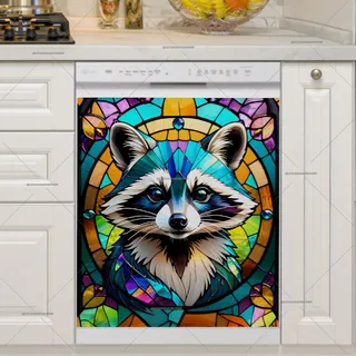 Preview of Stained Glass Raccoon magnet.