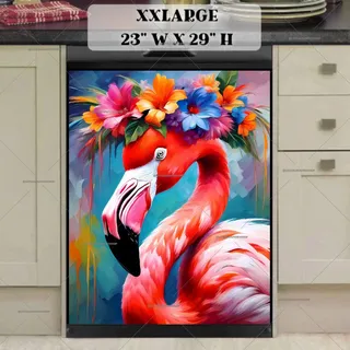 Preview of Cute Flamingo in Flower Hat magnet in XX Large size.