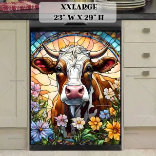 Preview of Stained Glass Cow and Wildflowers magnet in XX Large size.