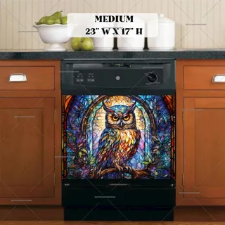 Preview of Stained Glass Colorful Owl magnet in Medium size.