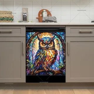 Preview of Stained Glass Colorful Owl magnet.