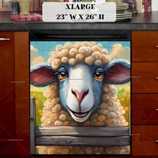 Preview of Adorable Smiling Sheep magnet in Extra Large size.