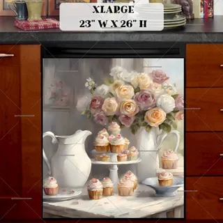 Preview of Romantic Afternoon Tea with Cupcakes magnet in Extra Large size.