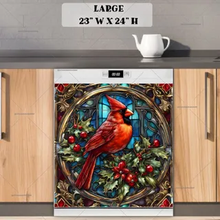 Preview of Pretty Stained Glass Cardinal magnet in Large size.