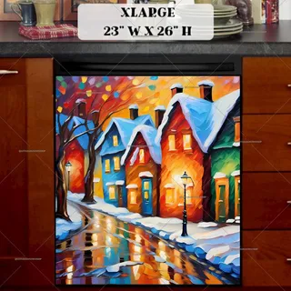 Preview of Colorful Winter Street magnet in Extra Large size.