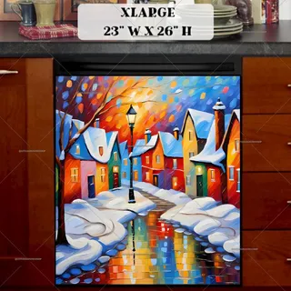 Preview of Colorful Christmas Town magnet in Extra Large size.