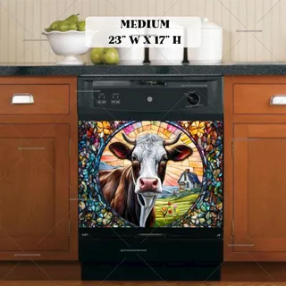 Preview of Stained Glass Cow in the Farm magnet in Medium size.