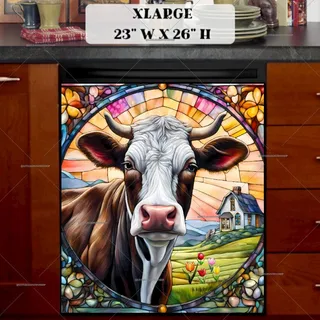 Preview of Stained Glass Cow in the Farm magnet in Extra Large size.